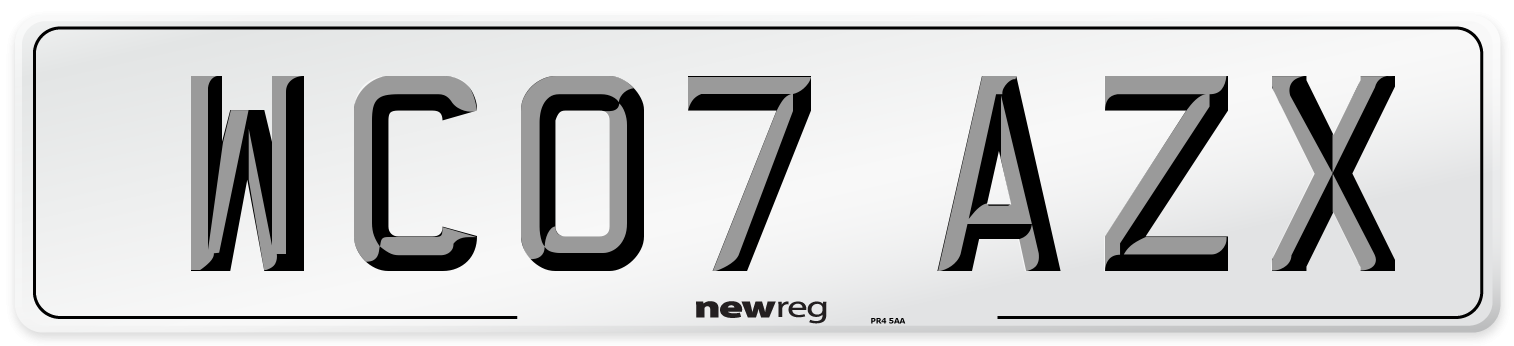 WC07 AZX Number Plate from New Reg